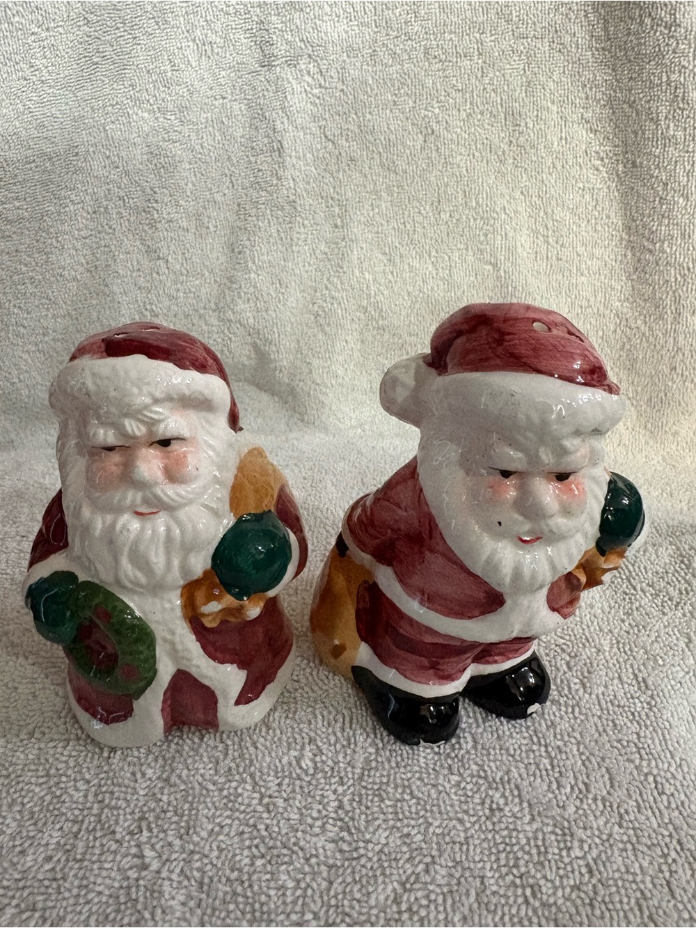 Festive Ceramic Santa Salt and Pepper Shakers - Red and White Holiday Decor